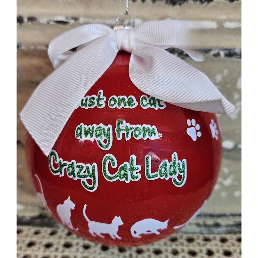 NIB "Crazy Cat Lady" Christmas Tree Ornament w/ Cats & Paw Prints Personalizable